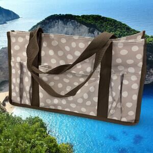 Thirty One 31 Keep It Caddy Mini Organizer Lotsa Dots Taupe Utility Tote Bag